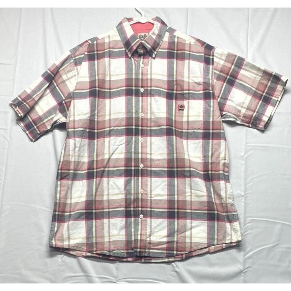 Cinch Western Shirt Mens Medium Multi Plaid Short Sleeve Collared Button Down